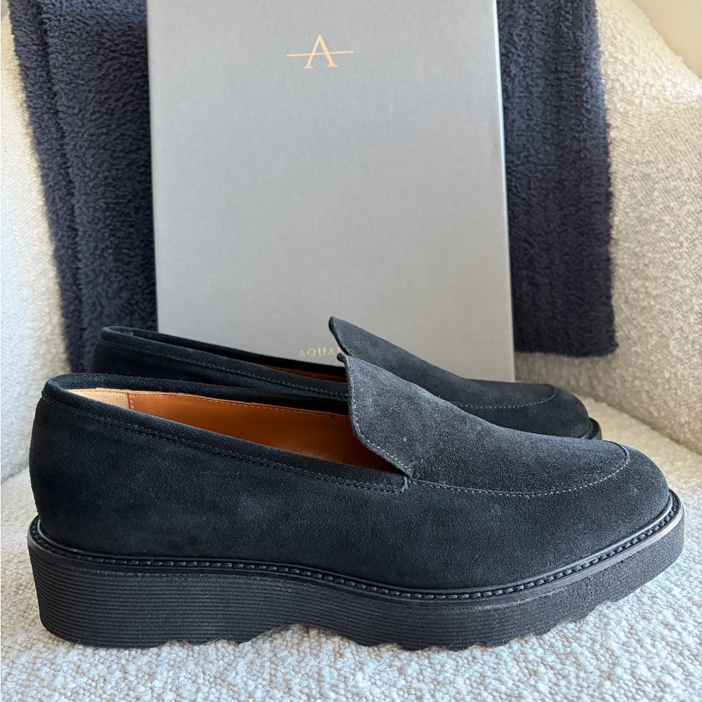 Aquatalia Women's Kelsey Weatherproof Suede Platform Loafers~ size 9 - Picture 2 of 15